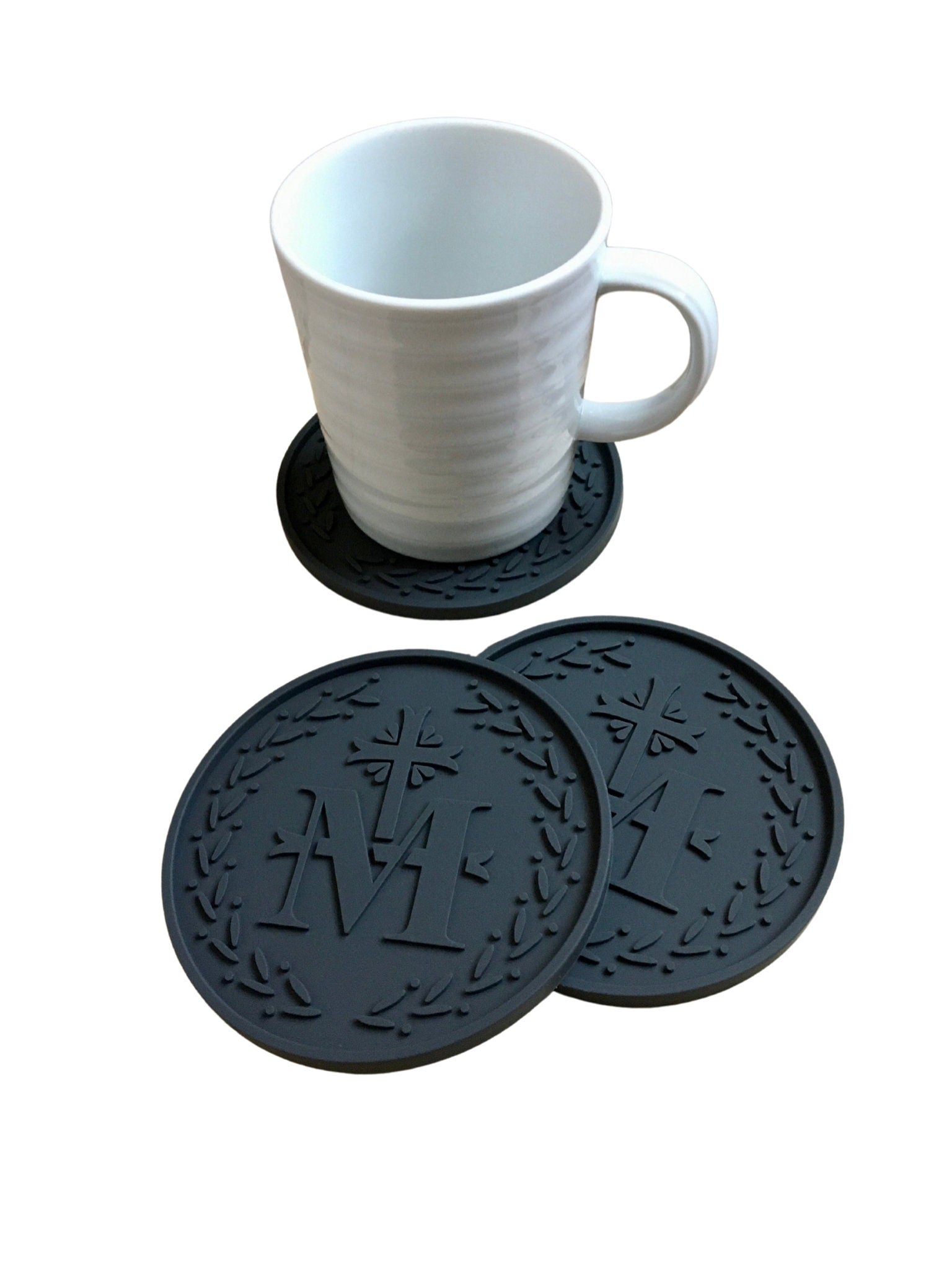 Marian Cross Catholic Silicone Coasters