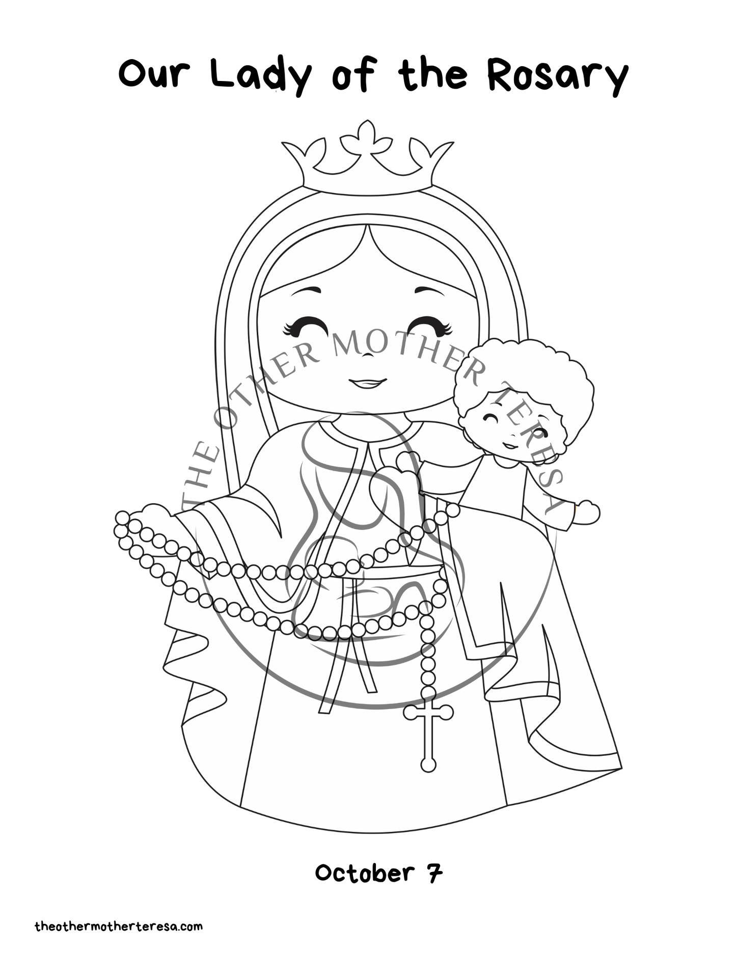 Our Lady of the Rosary Coloring Page