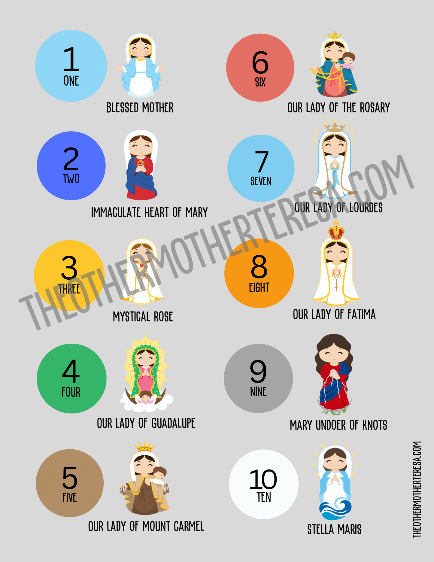Titles of Mary Printable