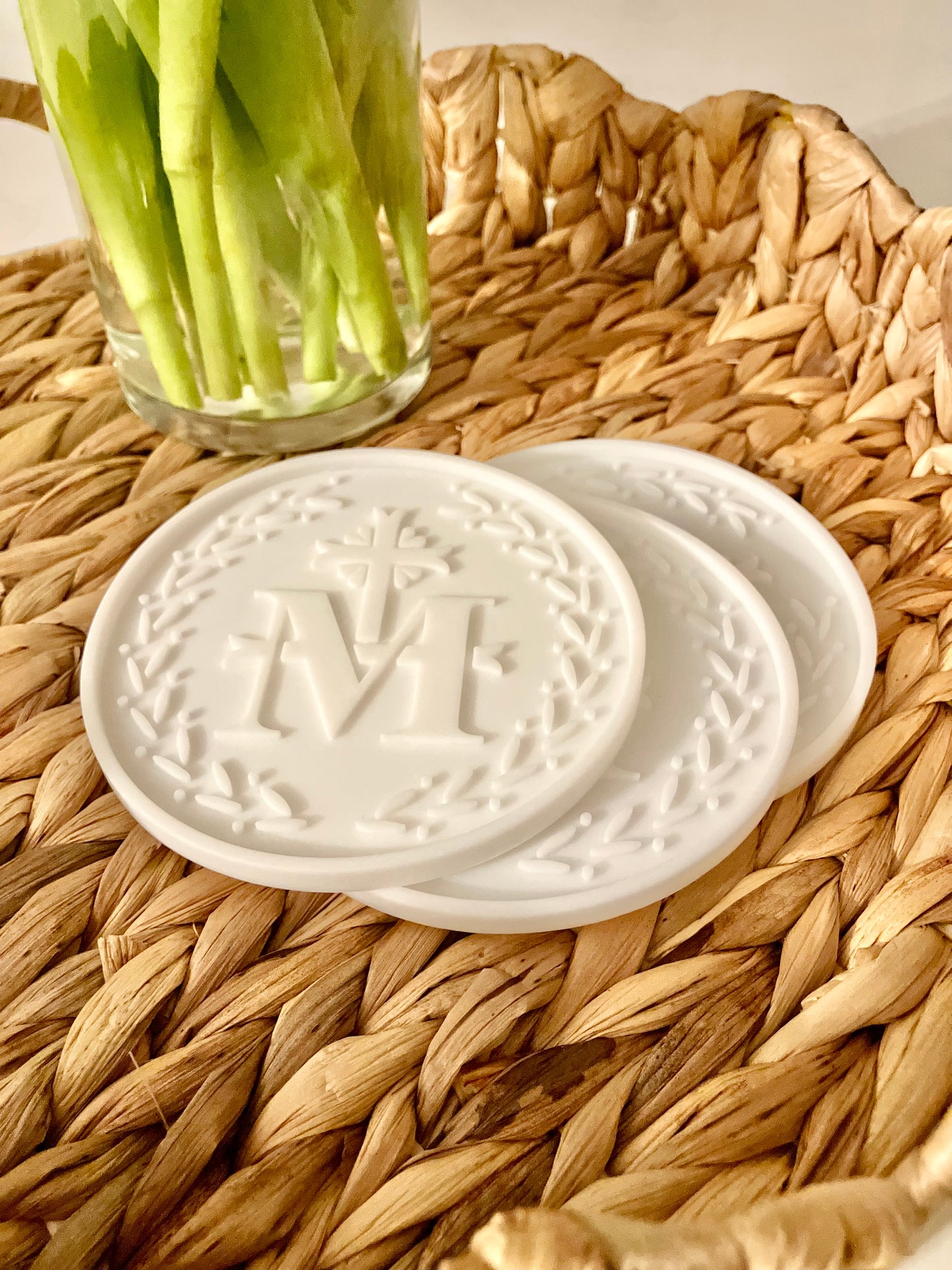 Marian Cross Catholic Silicone Coasters - Set of 4