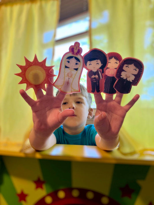 Catholic Felt Finger Puppets, Catholic Toys, Our Lady of Fatima, St. George and the Dragon