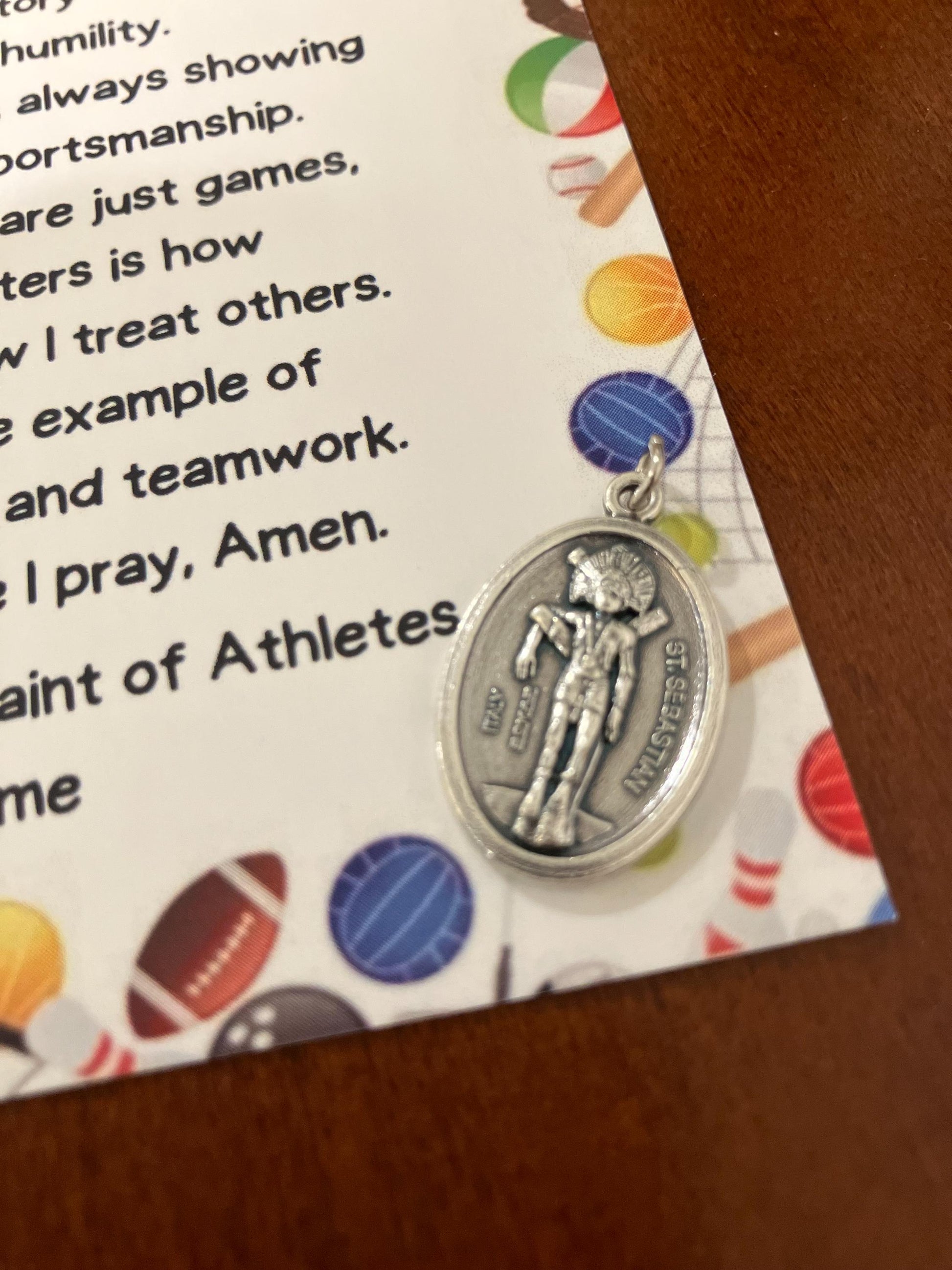 St. Sebastian Medal and Prayer Card, Athlete’s Prayer, St. Sebastian Prayer, Catholic Sports, Sports Prayer Card