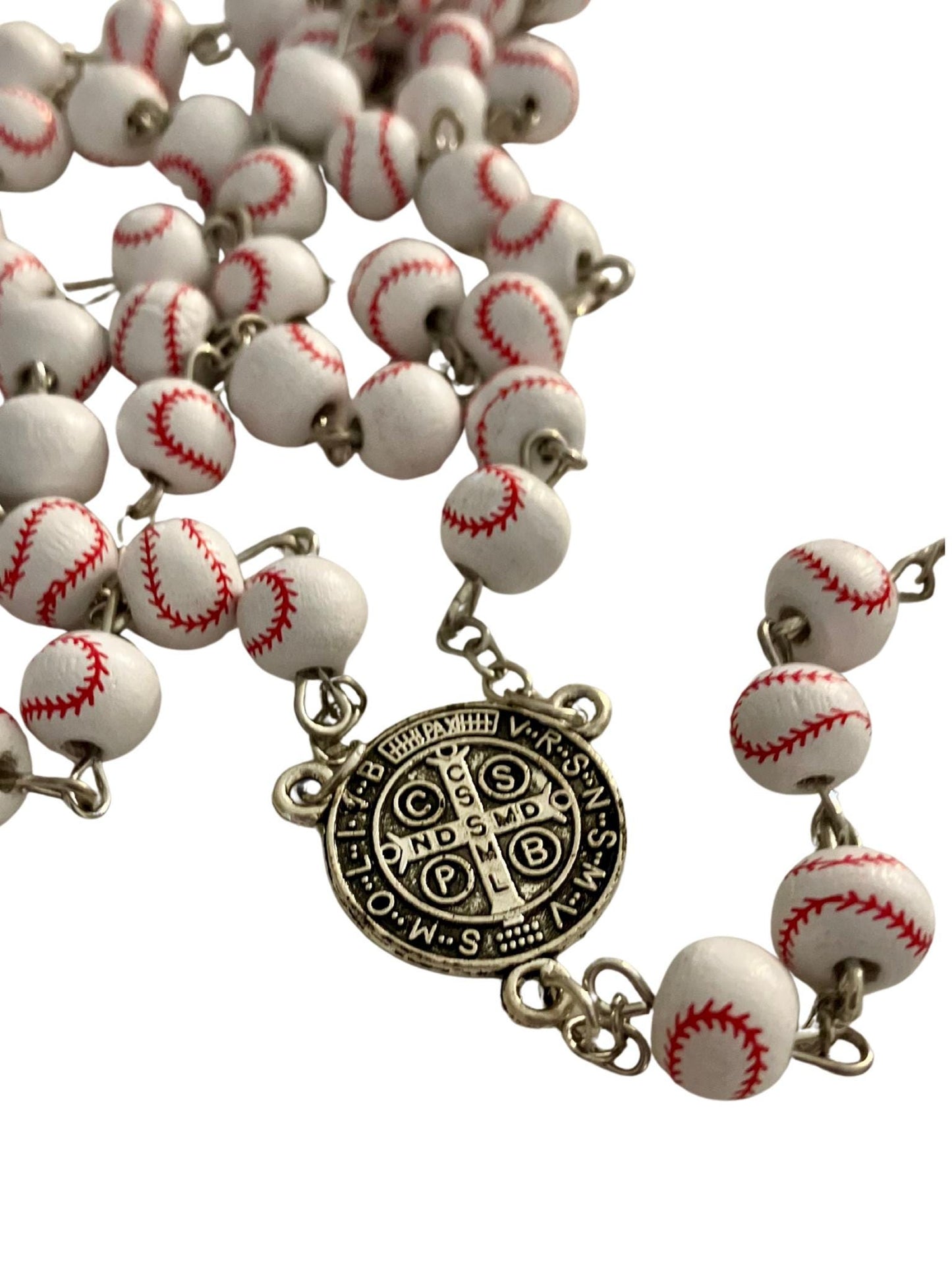 Baseball Rosary and Athlete's Prayer Card, Saint Benedict Rosary