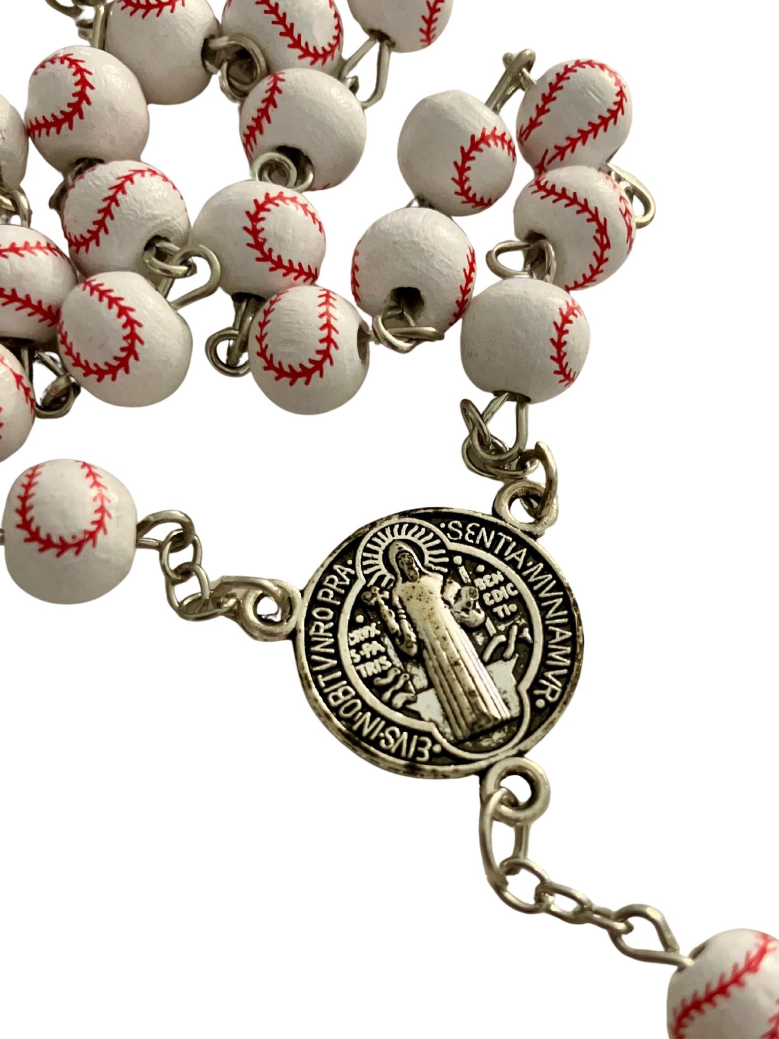 Baseball Rosary and Athlete's Prayer Card, Saint Benedict Rosary