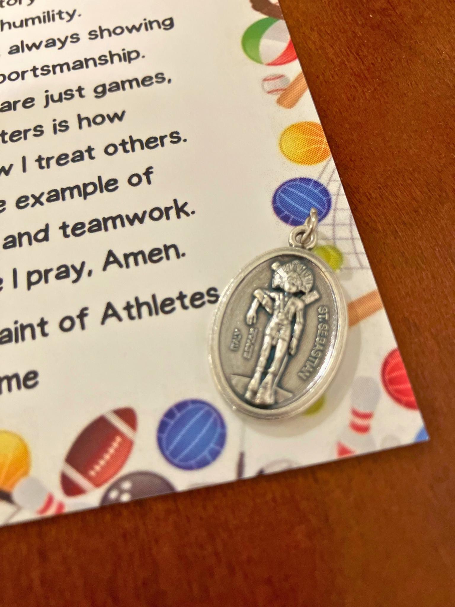 Baseball Rosary and Athlete's Prayer Card, Saint Benedict Rosary