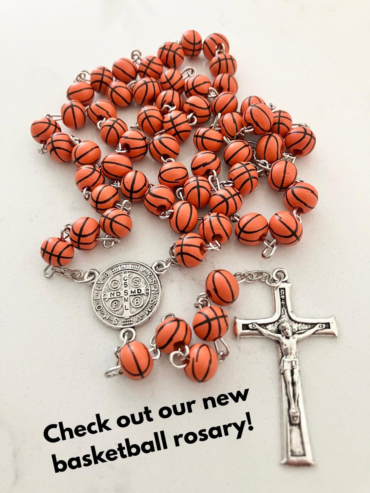 Baseball Rosary and Athlete's Prayer Card, Saint Benedict Rosary