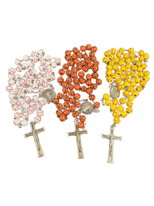 Baseball Rosary and Athlete's Prayer Card, Saint Benedict Rosary