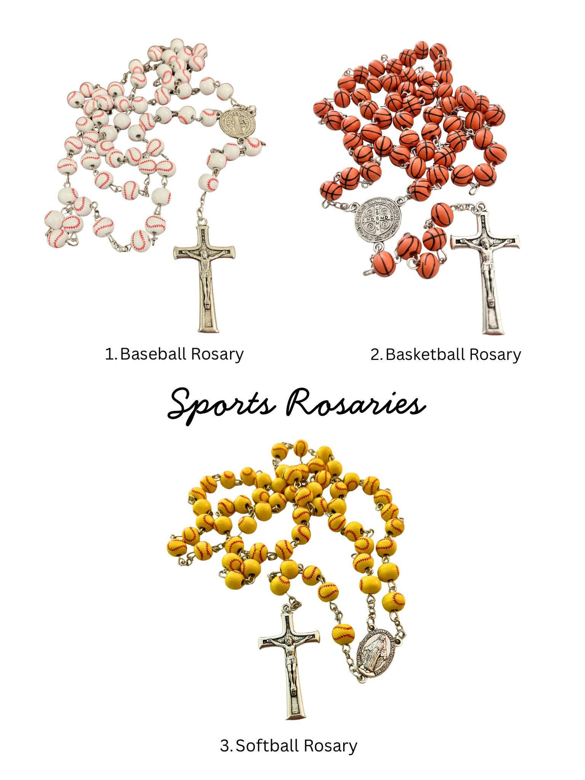 Baseball Rosary and Athlete's Prayer Card, Saint Benedict Rosary