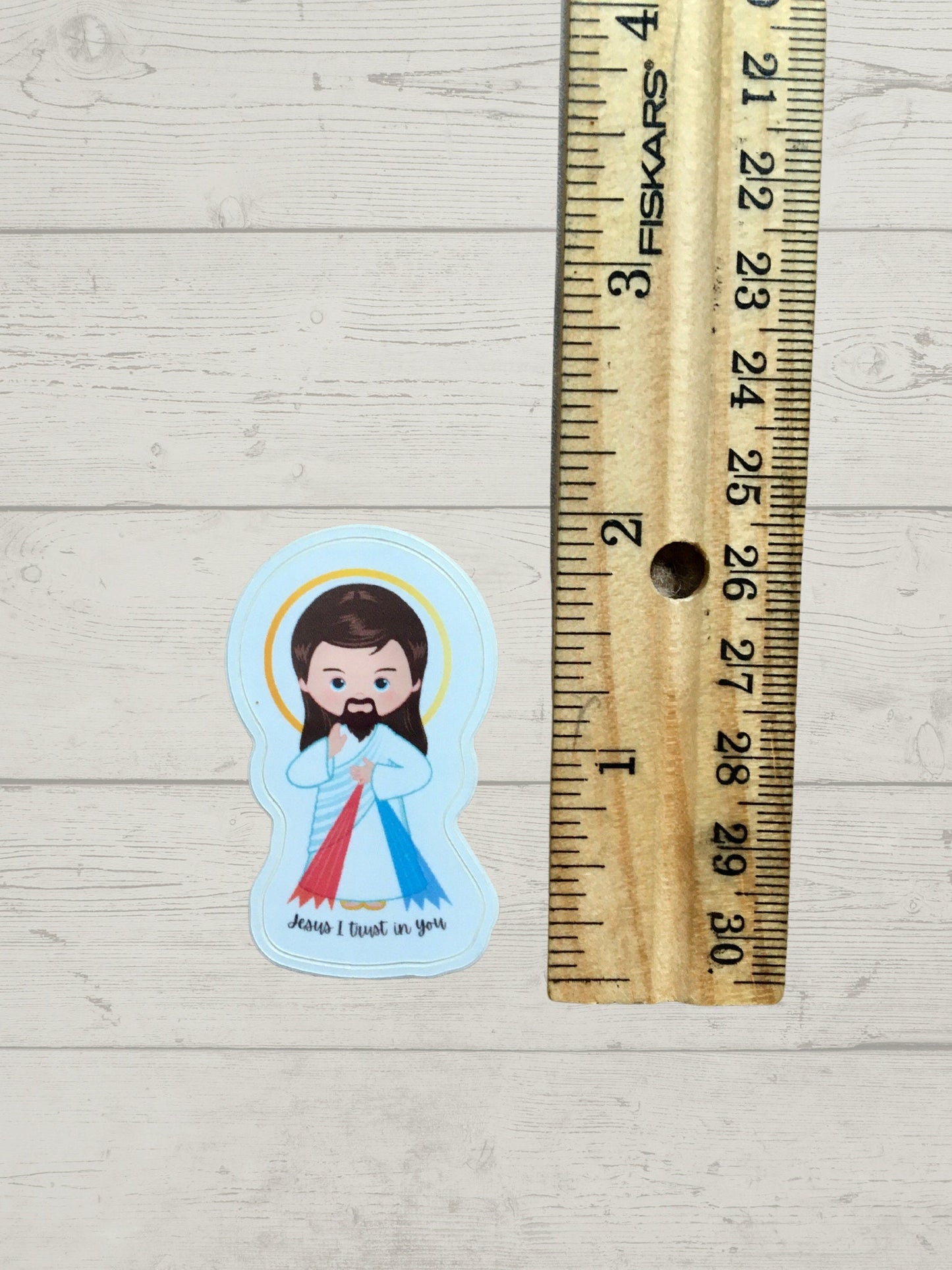 Sticker next to a ruler