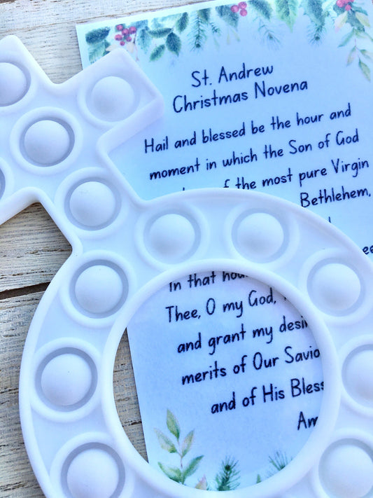 St. Andrew Christmas Novena with white rosary pop-it